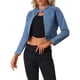 thumbnail image 1 of Chaqueta de mezclilla INSPIRE CHIC para mujeres con cuello alzado y cierre de motociclista azul XS, 1 of 6