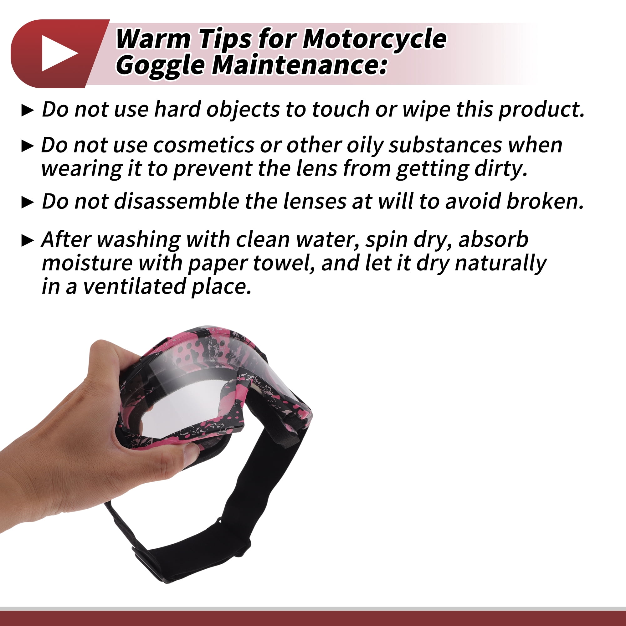 Unique Bargains Motorcycle Riding Goggles PC TPU Cycling Sunglasses Clear Lens Black Pink Frame