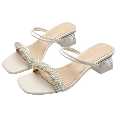 

1 Pair Mid-heeled Sandals Women Summer Sandals Summer Footwear Outside Slippers