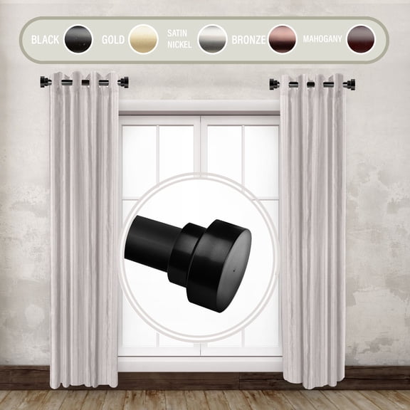 Contemporary Home Living Set of 2 Black Solid Elegant Side Curtain Rods 44.5"