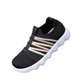 thumbnail image 3 of Domuza Women's Colorful Stripe Knit Slip-On Sneakers, Lightweight Breathable Comfort Walking Shoes, Casual Non-Slip Footwear for All-Day Wear Black 7（EU-38）, 3 of 5