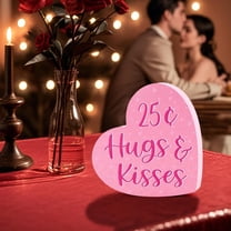 Heart-shaped Wooden Decoration, Romantic Valentine’s Day and Wedding Party Ornament, Rustic Tabletop Decor for Dining Room Mantel and Living Room Shelf, 6.2*0.7*5.9in, D