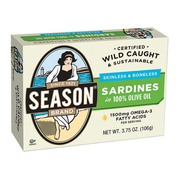 Season Skinless and Boneless Sardines Olive Oil 5 Pk. 3.7 oz. Walmart