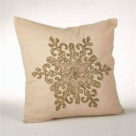 UPC 789323287595 product image for SARO 561.BZ18S 18 in. Square Snowflake Design Feather Filled Beaded Pillow - Bro | upcitemdb.com