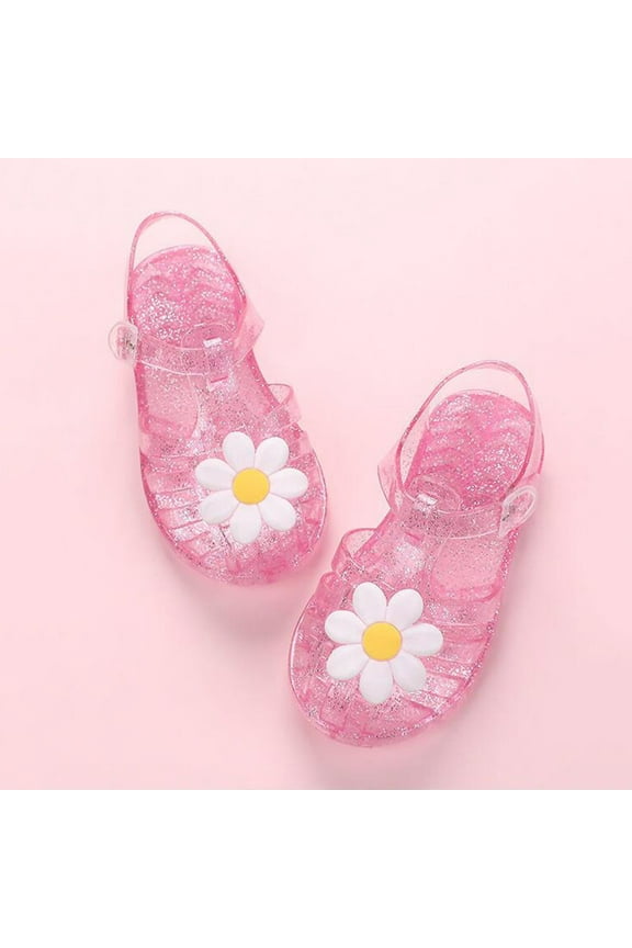 2-9 Years Toddler Shoes Baby Girls Cute Fruit Jelly Colors Hollow Out Non-slip Soft Sole Beach Roman Sandals Pink 2Years