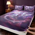 thumbnail image 4 of Manfei Fantasy White Dragon Animals Bed Sheets,Gothic Cloud Stars Full Size Sheets,Purple White,4-Piece,1 Flat Sheet,1 Fitted Sheet and 2 Pillowcases, 4 of 6