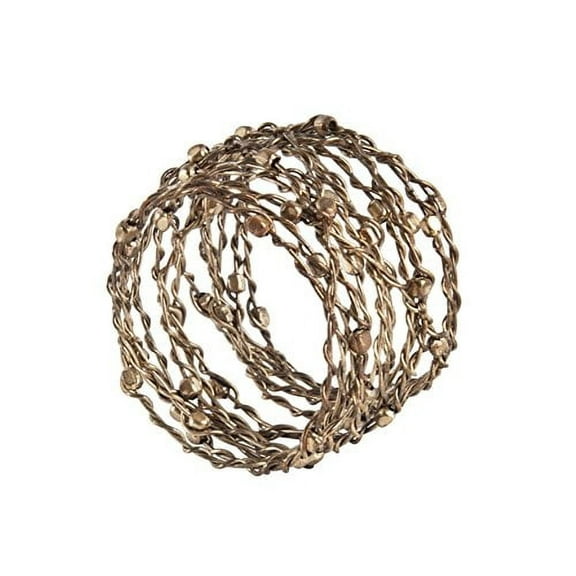 Chic Woven Metal with Beads Napkin Rings, Set of 4 (Gold)