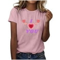 thumbnail image 1 of Fvwitlyh T-Shirts pour Femmes Imprimé Cœur de la Saint-Valentin T-Shirt Décontracté Col Rond Manches Trois-Quarts Rose,m, 1 of 5