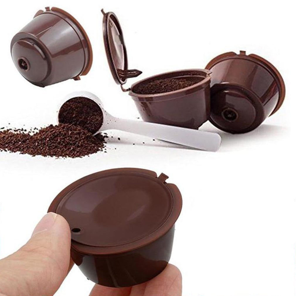 2*Stainless Steel Reusable Coffee Capsules Pods W/ Spoon For Nescafe Dolce Gusto 