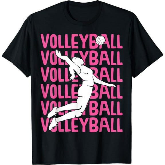 Volleyball Girls Kids Women T-Shirt Black Medium