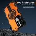 thumbnail image 3 of Allytechgroup Rugged Magnetic Case for Samsung Galaxy S25 Ultra, Dual-Layer Shockproof Cover with Built-In Kickstand, MagSafe-Compatible, Rotating Ring Holder, Anti-Fall TPU + PC Back Case,Orange, 3 of 7