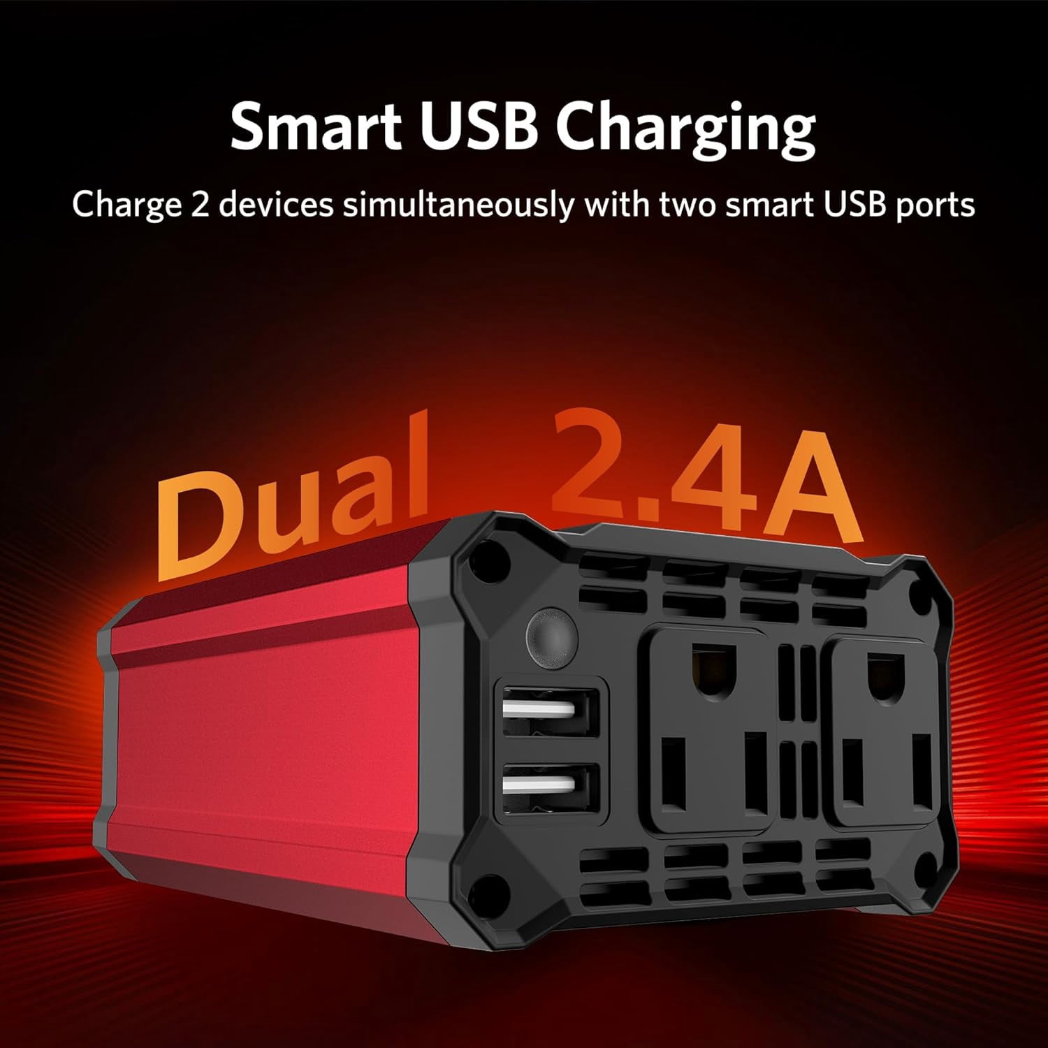 BESTEK 300W Car Power Inverter, DC 12V to 110V Car Inverter with 2 AC Outlets and 3.4A Dual USB Ports