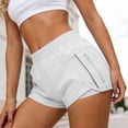 thumbnail image 5 of Hurxie Women's Running Shorts with Zipper Pockets, Mid-Waisted Quick Dry Athletic Workout Sport Short White,M, 5 of 6