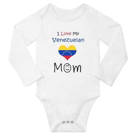 

I Love My Venezuelan Mom Baby Long Slevve Bodysuit Outfits (White 6-12 Months)