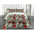 thumbnail image 3 of Ambesonne Modern Quilted Bedspread Set 3 Pcs, Minimalist Design, King Size, White Black Red, 3 of 5