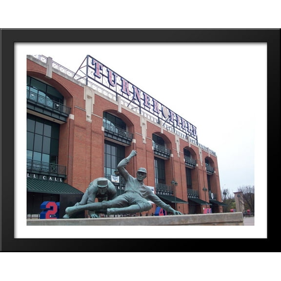 Turner Field 36x28 Large Black Wood Framed Print Art - Home of the Atlanta Braves