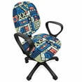thumbnail image 1 of Ethnic Office Chair Slipcover, Print with Folk Traditional Motifs Hand Drawn Style Indigenous Art Elements, Protective Stretch Decorative Fabric Cover, Standard Size, Multicolor, by Ambesonne, 1 of 5
