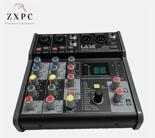 LASE Mini 4 Channel Sound Mixing Console Audio Mixer with USB2.0 audio interface