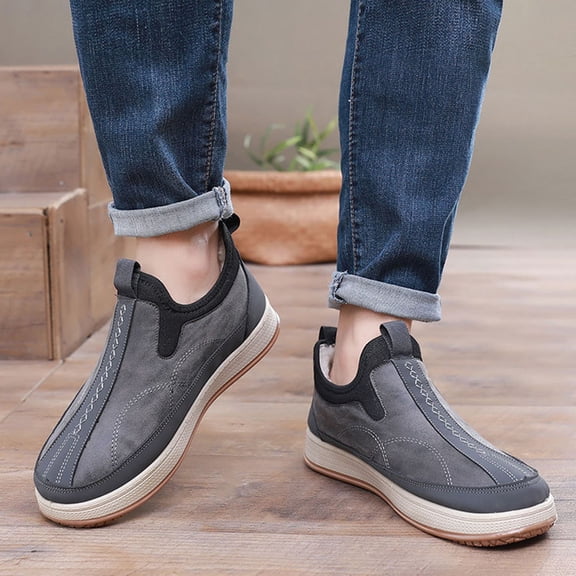 Sheep Wool Cotton Boots Dad's Shoes Slip And Leather Middle And Elderly Cotton Shoes One Foot Boots For Men