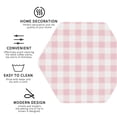 thumbnail image 4 of Honeii Pink Checkboard Print Leather Coaster Set of 6, Ideal for Safeguarding Your Furniture from Drinks Spills and Effortless Cleanup,Hexagon, 4 of 7