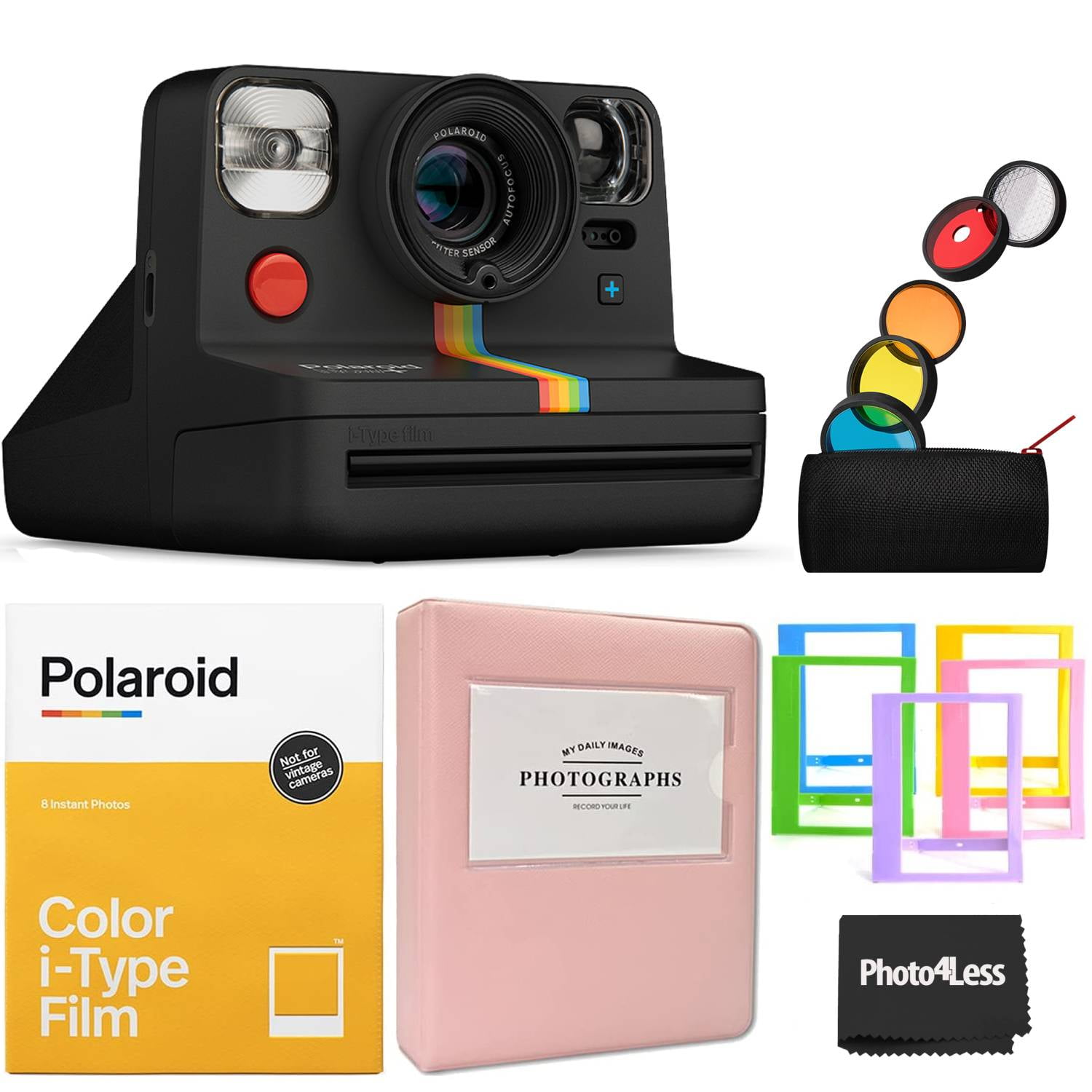 obturador Cierto Alarmante Polaroid NOW+ Instant Film Camera - Black | Color Film | Album | Plastic  Frames - Walmart.com