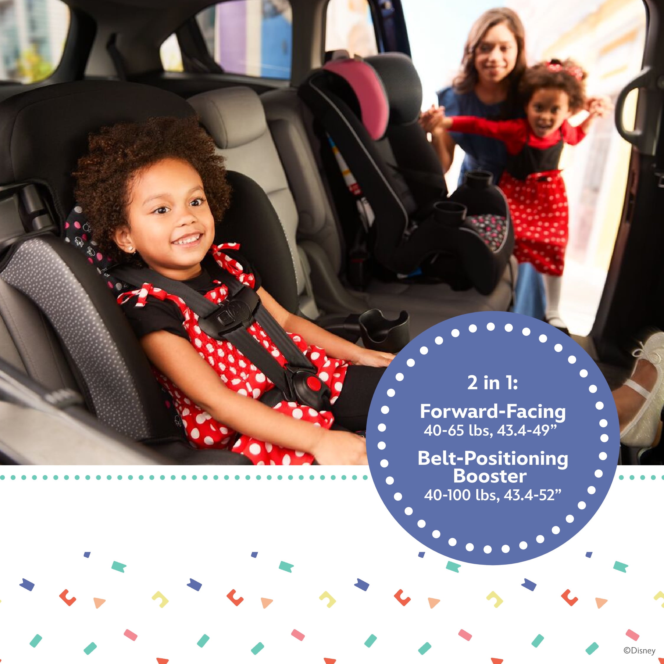 Disney Baby Finale 2-in-1 Toddler Booster Car Seat, Modern Minnie
