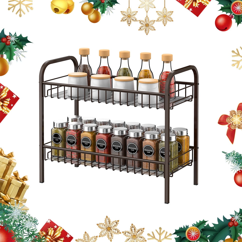 Auledio Spice Rack, 2-Tier Metal Spice Rack Organizer for Cabinet Hoom ...