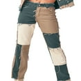 thumbnail image 1 of OUSITAID Jeans Color Block pour Femmes Taille Moyenne Pantalons Droits Bas, 1 of 6