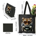 thumbnail image 3 of YANMS Shoulder Bag Tiger Birthday with Striped Sunglasses 2 Pcs Canvas Tote Bags Cute Aesthetic Tote Bags with Zipper Black, 3 of 8