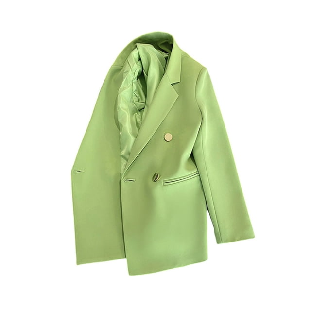 Fashnice Veste d'Extérieur pour Femmes, Blazer à Double Boutonnage, Cardigan Décontracté pour Bureau, Vert Bonbon S