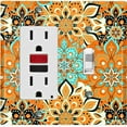 thumbnail image 1 of Metal Light Switch Plate Cover Orange Teal Flower Mandala Tile Pattern MDL017, 1 of 13