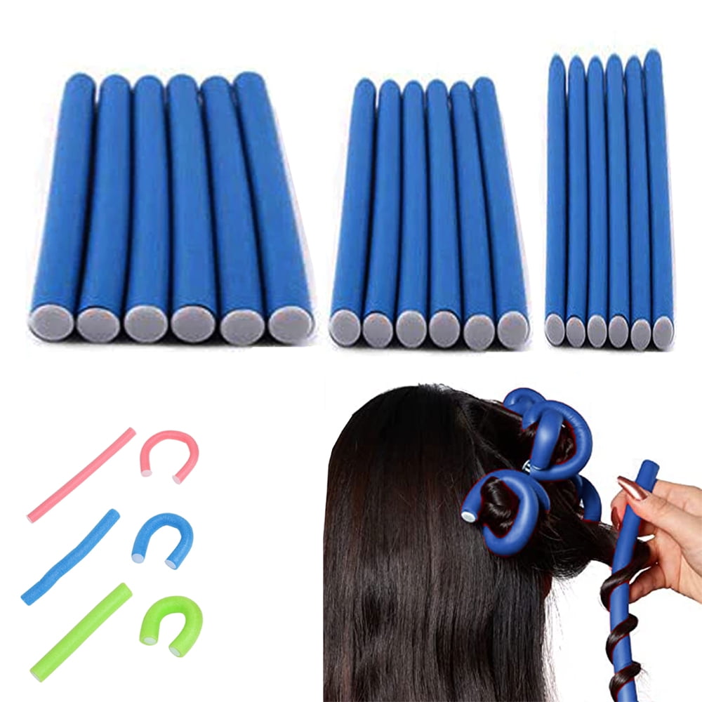18 Soft Foam Cushion Hair Rollers Curlers Flexi Rods Hair