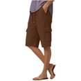 thumbnail image 2 of Pounoo Bermuda Shorts for Women Drawstring Elastic Waist Cargo Pocket Detail Loose Fit Bottoms Summer Casual Durable Slacks, 2 of 6