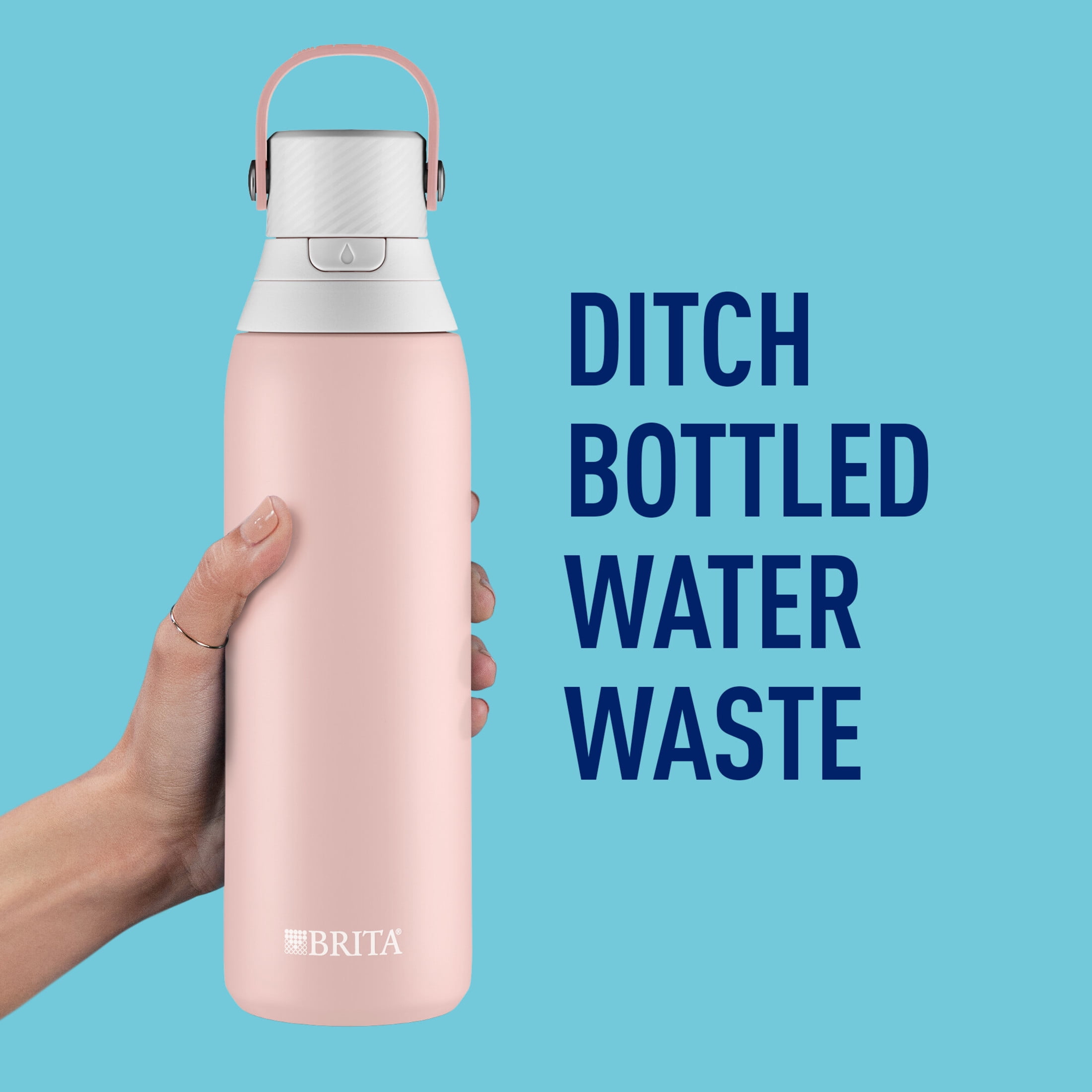 Brita 20 oz Rose Premium Stainless Steel Leak Proof Filtered Insulated Water Bottle with Straw