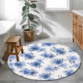 thumbnail image 4 of Blue Spring Floral 3ft Area Rug, Elegant Flowers Summer Botanical Washable Non-Slip Small Round Rugs for Entryway Bedroom Kitchen, Soft Circle Carpet for Dining Room, Playroom Nursery Rug, 4 of 9