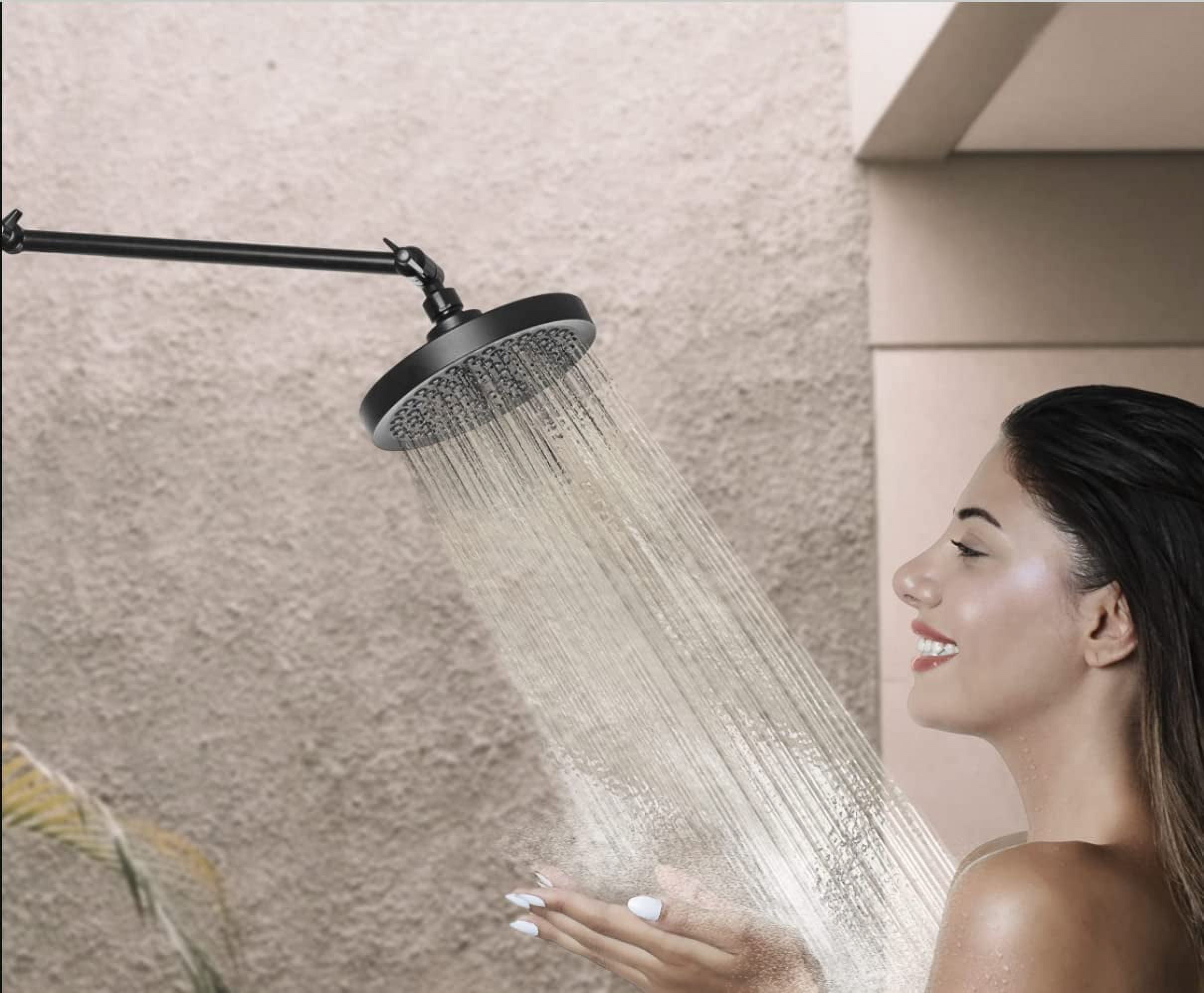 SparkPod Adjustable Shower Head Extension Arm - 11" Brass Rain Shower Arm with Universal Fit  (Midnight Black Matte)