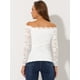 thumbnail image 3 of INSPIRE CHIC Blusa de manga larga transparente con hombros descubiertos y encaje floral para mujer blanco XS, 3 of 4
