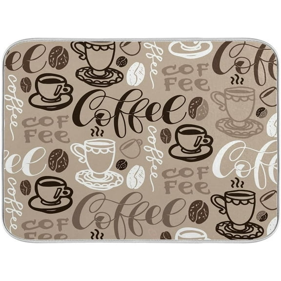 Coffee Dish Drying Mat 18 x 24 Inch Large Coffee Drying Mat with High Absorbent Reversible Microfiber Coffee Bean Dish Rack Pad Dish Drainer Mat Brown Coffee Mat for Kitchen Counter Coffee Bar
