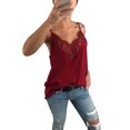 thumbnail image 1 of DYMADE Women Lace Patchwork V Neck Spaghetti strap Sexy Vest Top, 1 of 2