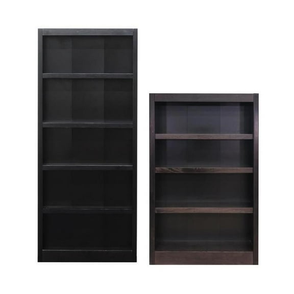 Home Square 2-Piece Set with 72" Tall Bookcase & 48" Tall Bookcase in Espresso