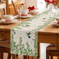 thumbnail image 5 of Spring Botanical Table Runner - 48 Inch Long Watercolor Leaves Flowers Birds Beige Cotton and Linen Blended Dress Scarves Farmhouse Table Runner for Kitchen Dining, Coffee Table, 13" x 48", 5 of 8