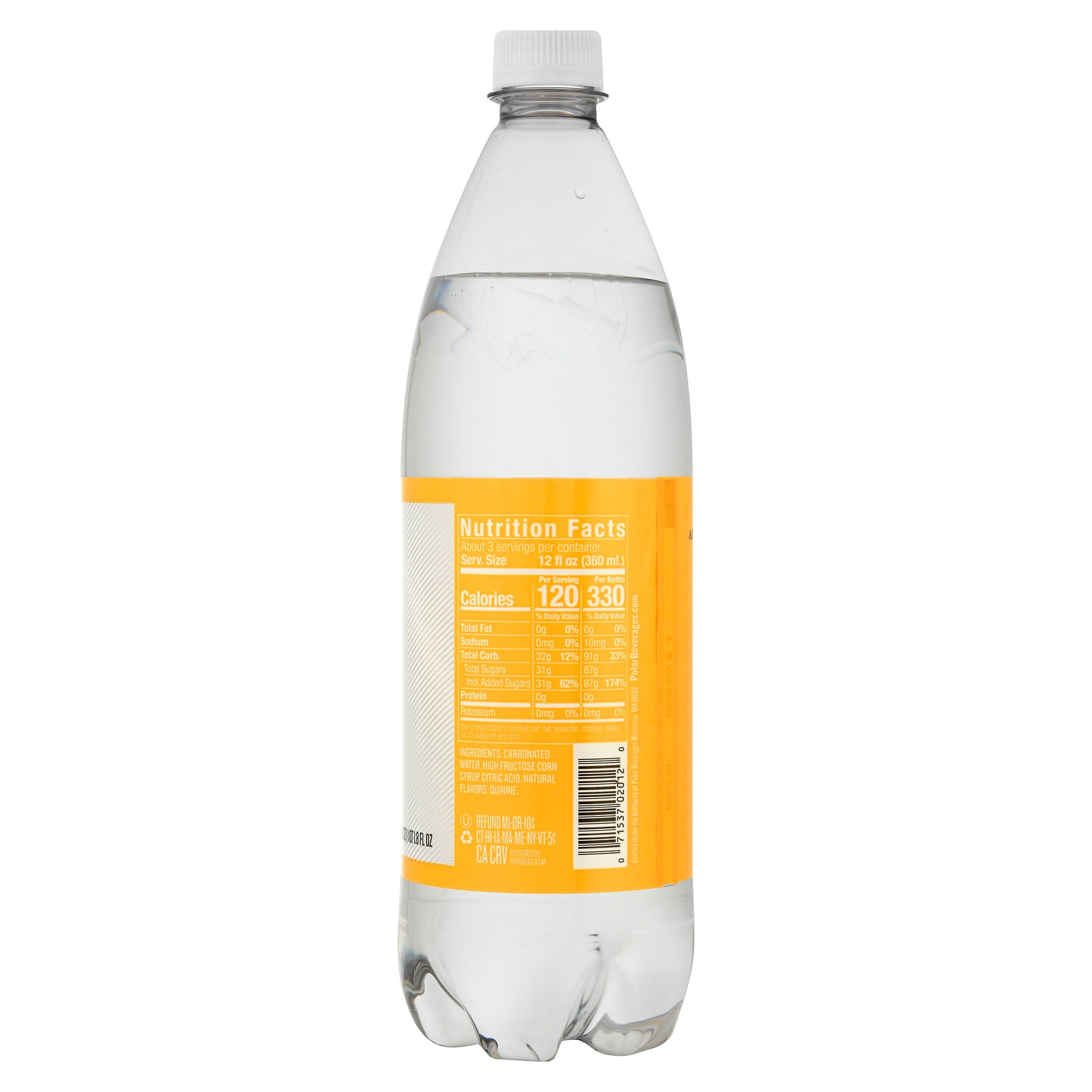 Polar Beverages Premium Tonic Water, Caffeine Free, 1 Plastic Liter