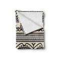 thumbnail image 2 of Ethnic Soft Flannel Fleece Throw Blanket, Antique Leaves Hearts Borders Roman Florals Ivy Theme Artwork Image, Cozy Plush for Indoor and Outdoor Use, 50" x 70", Taupe Black Tan, by Ambesonne, 2 of 6