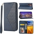 thumbnail image 1 of Mantto Wallet Phone Case for Samsung Galaxy S22 Ultra 5G (6.8 inch),for Women Men,Premium PU Leather Magnetic Closure Flip Cover Credit Card Slots Kickstand Protective Case with Wrist Strap,Blue, 1 of 9