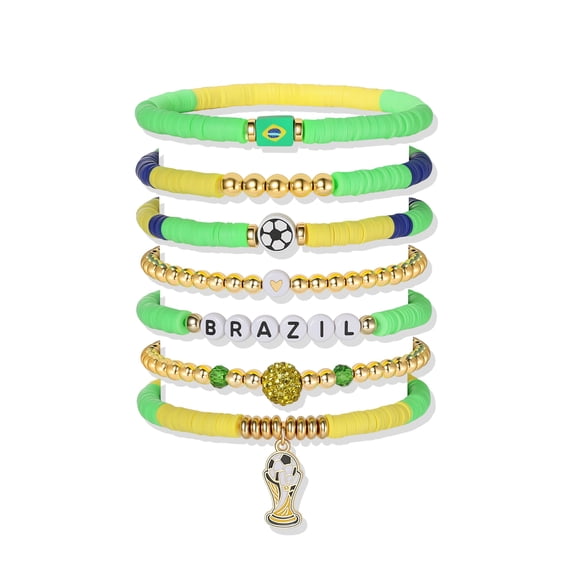 Set de pulseras Poasrelax de 7 piezas Brasil Fútbol 2026