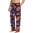 thumbnail image 3 of Mens Pajama Pants - Soft Sleep & Lounge Pants for Men, USA Flag Print lips Cuteness Casual PJ Bottoms Pants with Pockets, 3 of 5
