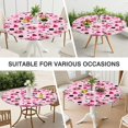 thumbnail image 7 of Halloween Pink Spooky Hearts and Ghosts Round Fitted Tablecloth with Elastic Edge,Dining Table Cover Waterproof,Outdoor Round Tablecloth for Camping,Dining,Indoor and Outdoor, 7 of 7