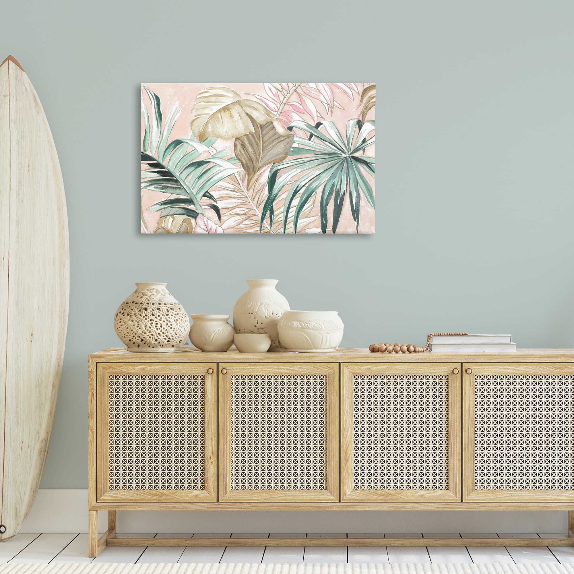 Stupell Industries Soft Tropical Leaves Botanical & Floral Painting Gallery Wrapped Canvas Art Print Wall Art, 36 x 24