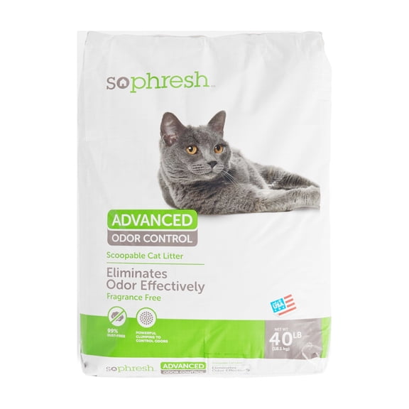 So Phresh Advanced Odor Control Scoopable Fragrance Free Cat Litter, 40 lbs.