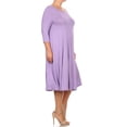 thumbnail image 3 of Women's Plus Size Casual 3/4 Sleeves Basic A-Line Pleated Solid Midi Dress, 3 of 6